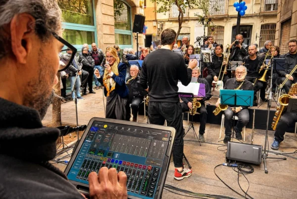 Tècnic de so de Percumusic sonoritzant un concert de petit format